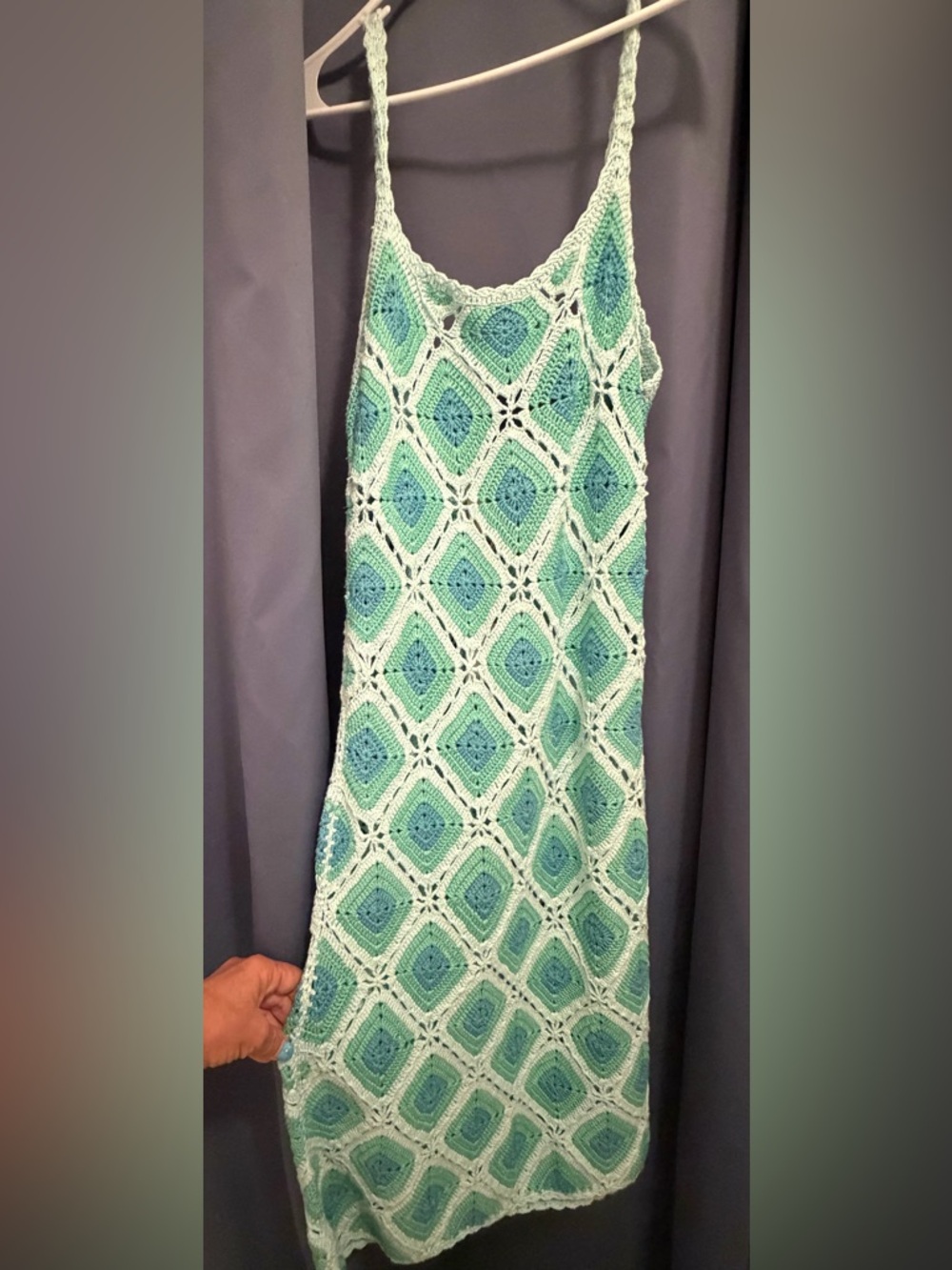Chasing Unicorns Crochet Midi Dress NWT  sz M in Aqua and Mint